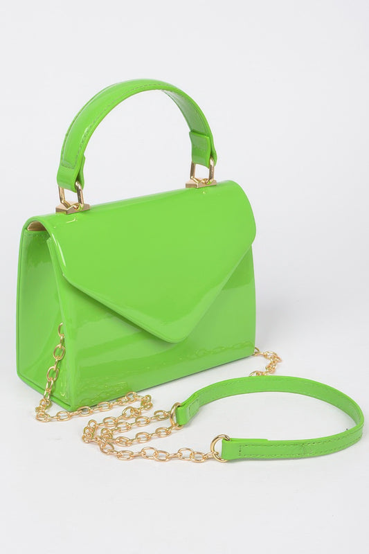 Enamel Faux Leather Top Handle Bag - Grace Beauty H&C 
