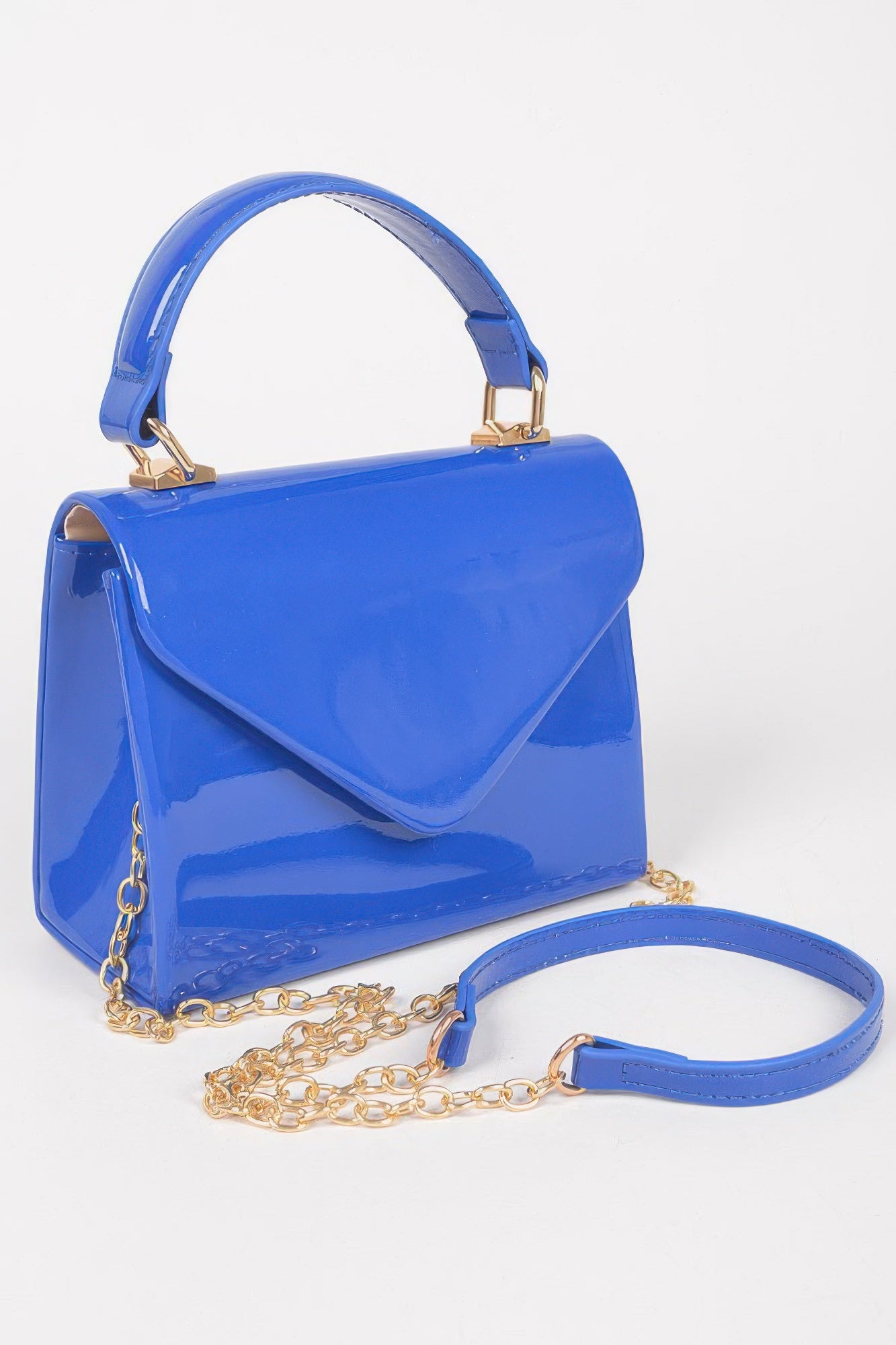 Enamel Faux Leather Top Handle Bag - Grace Beauty H&C 