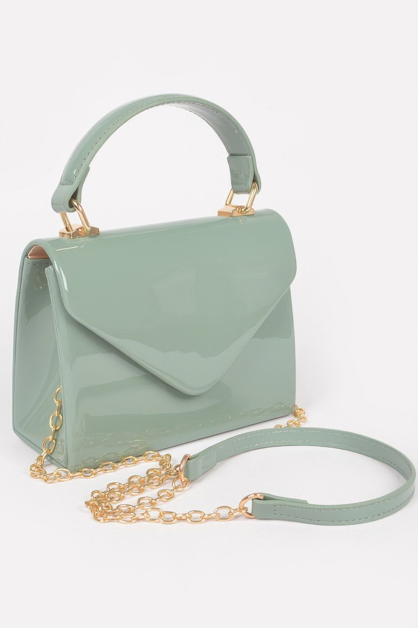 Enamel Faux Leather Top Handle Bag - Grace Beauty H&C 