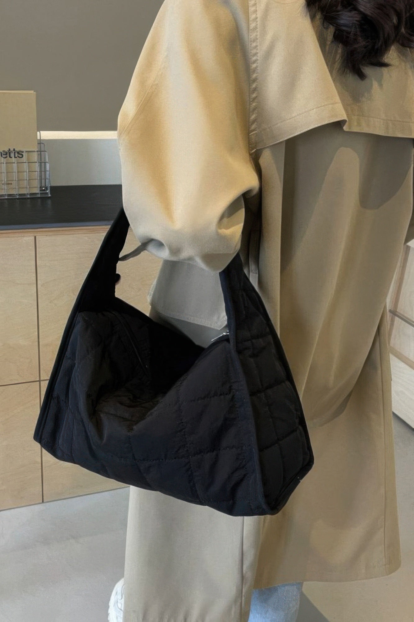 Quilted Nylon Shoulder Bag - Grace Beauty H&C 