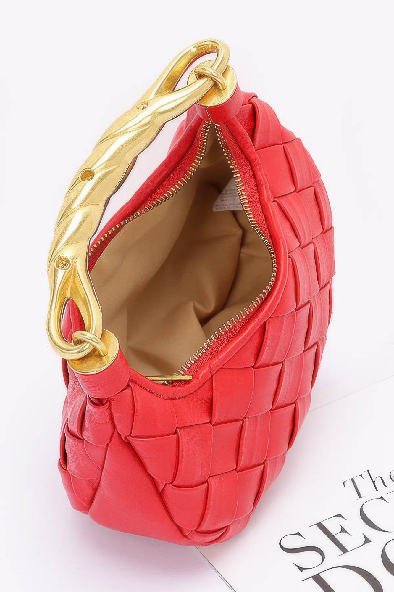 Faux Leather Braided Metal Handle Bag - Grace Beauty H&C 