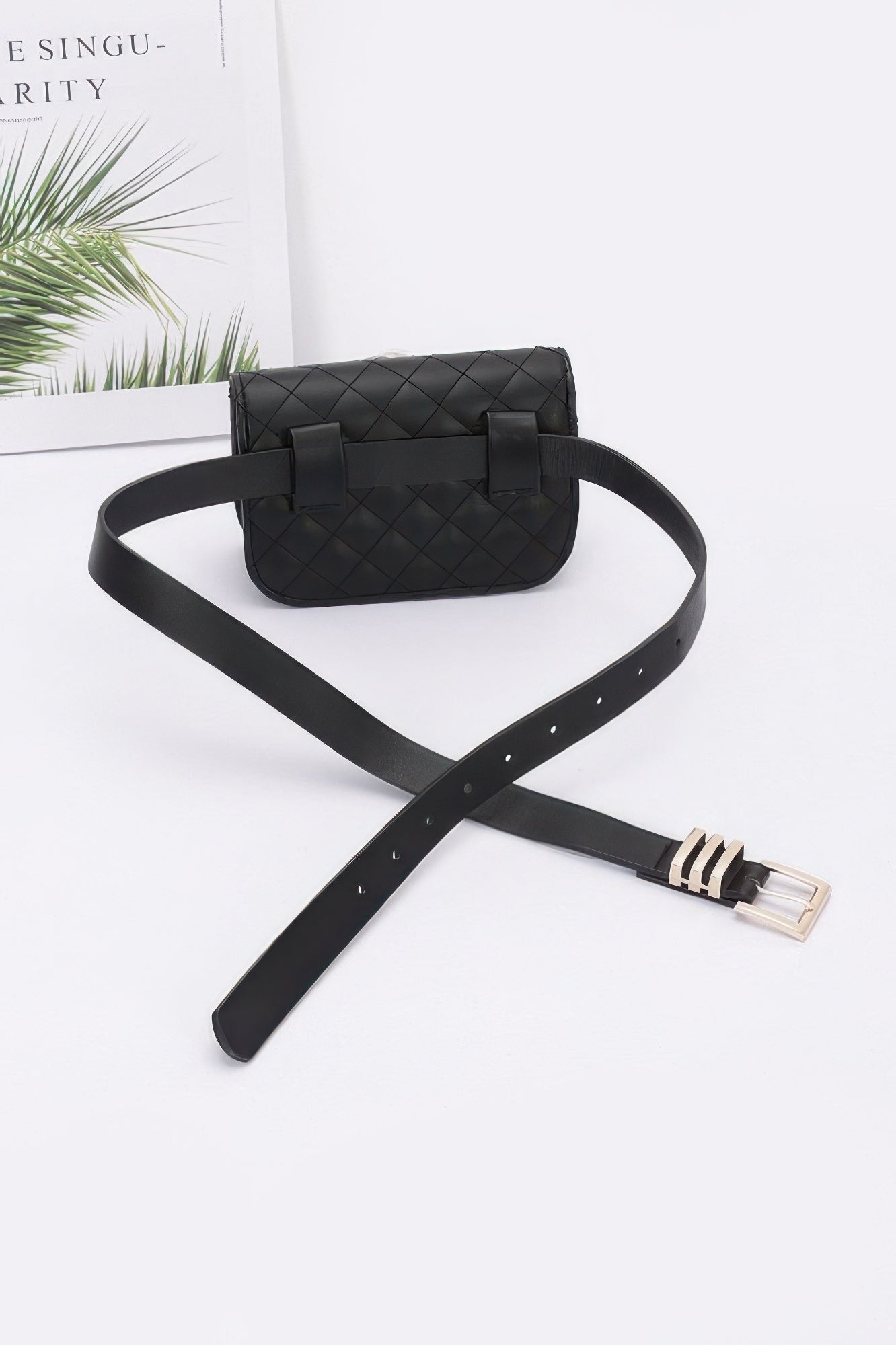 Faux Leather Quilted Flower Beltbag Shoulder Chain - Grace Beauty H&C 