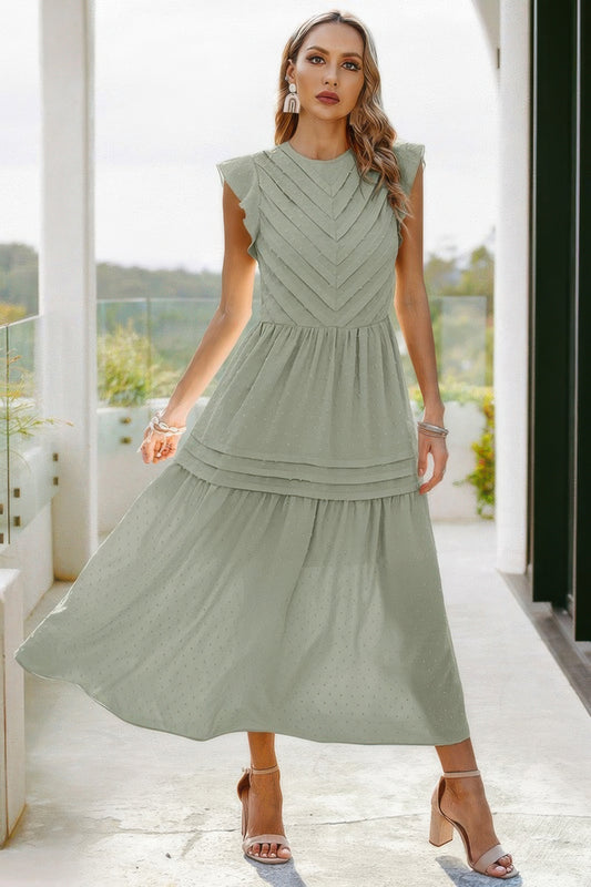 Ruffle Solid Willow Smocked Maxi Dress - Grace Beauty H&C 