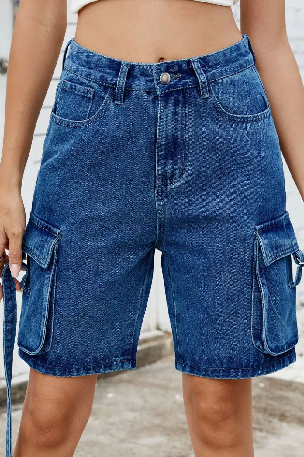 Washed Cargo Denim Shorts - Grace Beauty H&C 