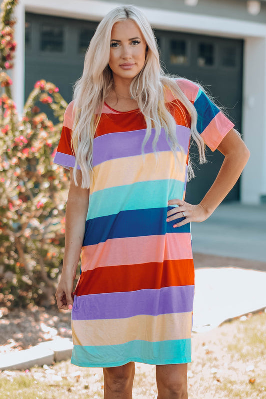 Women Color Block Side Slit Mini Dress - Grace Beauty H&C 