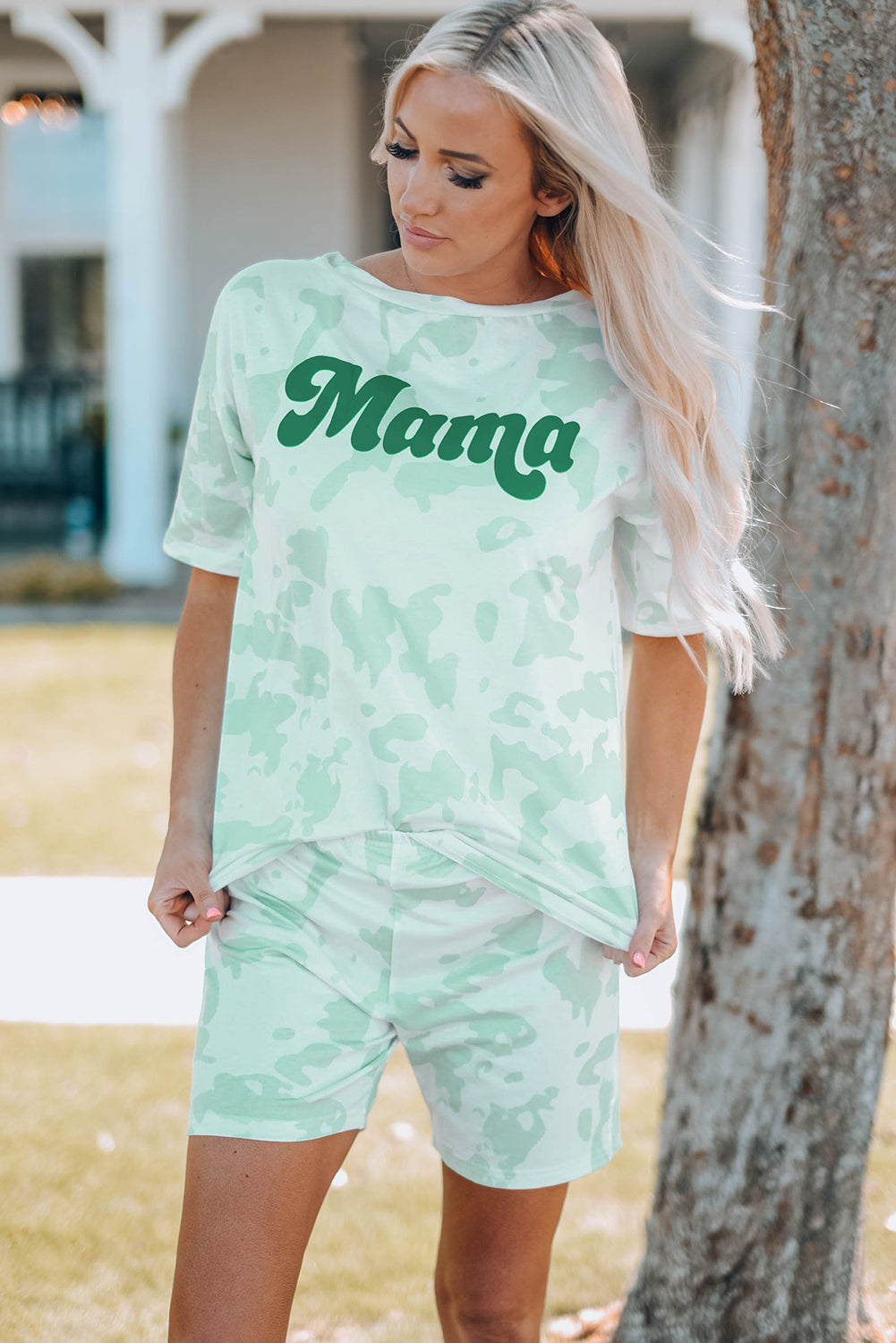 Women Printed Letter Graphic Lounge Set - Grace Beauty H&C 