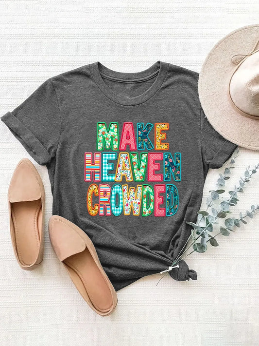 Women’s Letter Print T-Shirt – Casual Short Sleeve Tee - Grace Beauty H&C 