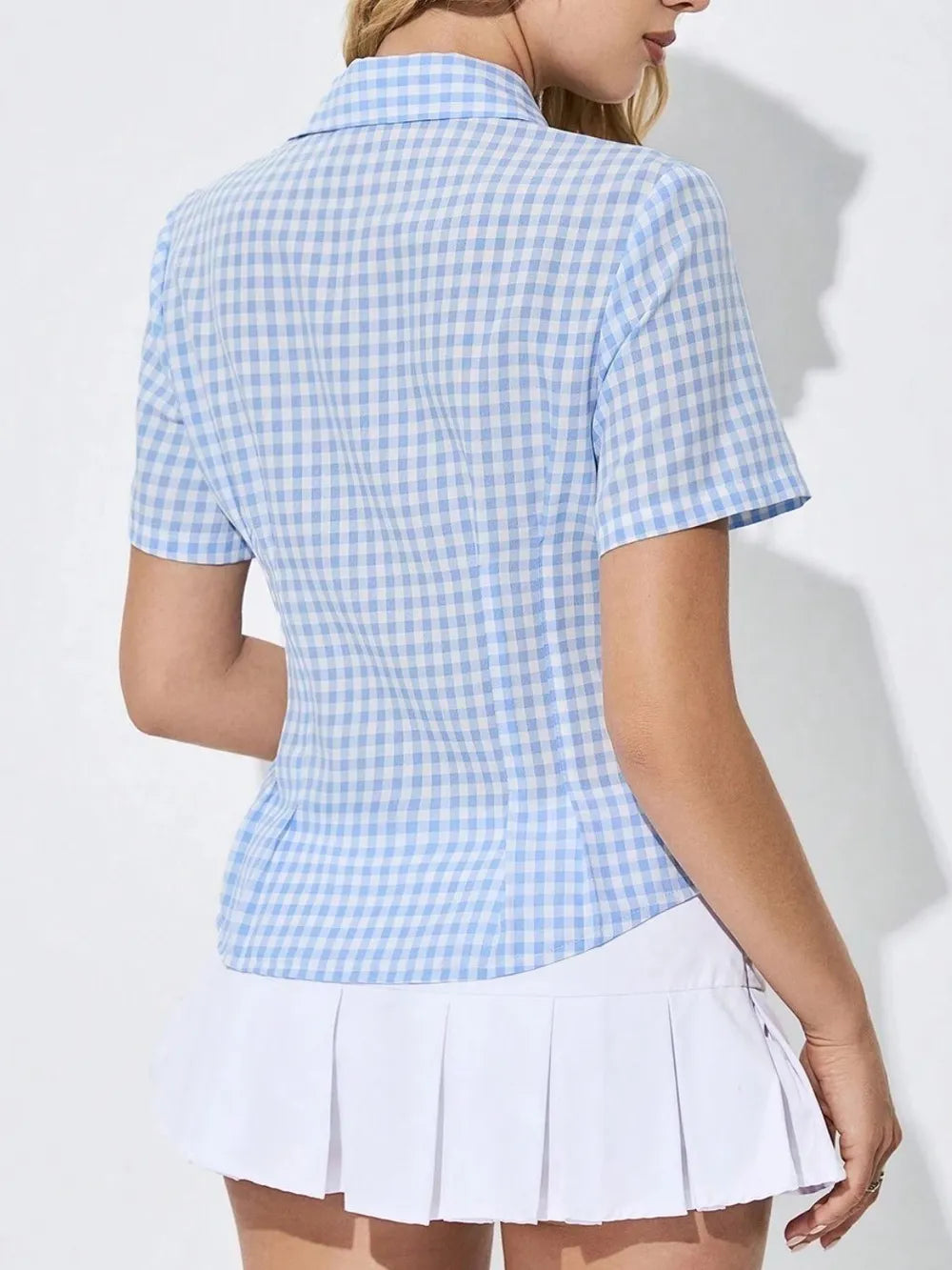 Button Down Short Sleeve Shirt - Grace Beauty H&C 