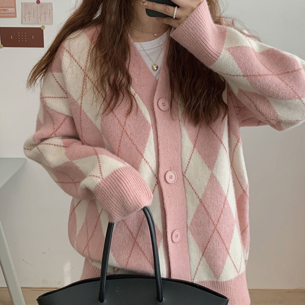 sweet lazy wind cardigan sweater female knitted top tide - Grace Beauty H&C 