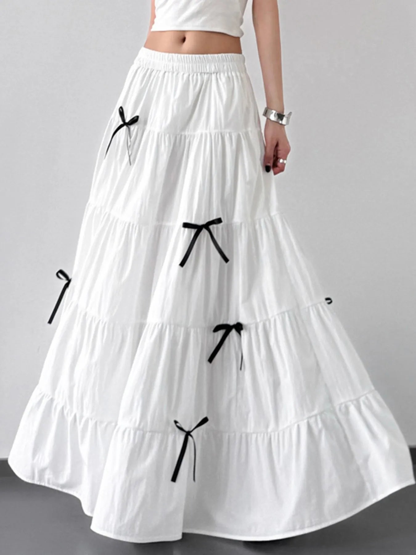 Tiered Bow Maxi Skirt - Grace Beauty H&C 