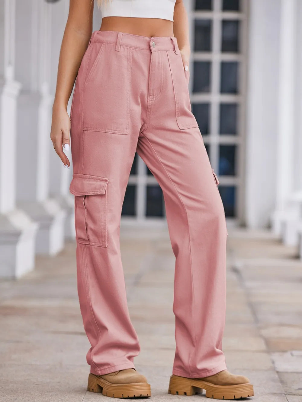 Straight Denim Cargo Pants - Grace Beauty H&C 