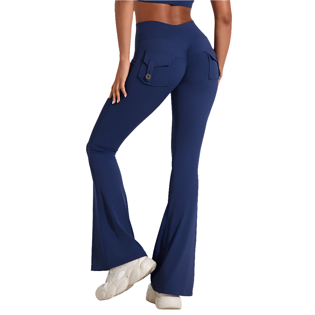 Women's pocket bell bottoms yoga high waisted hip lifting - Grace Beauty H&C 