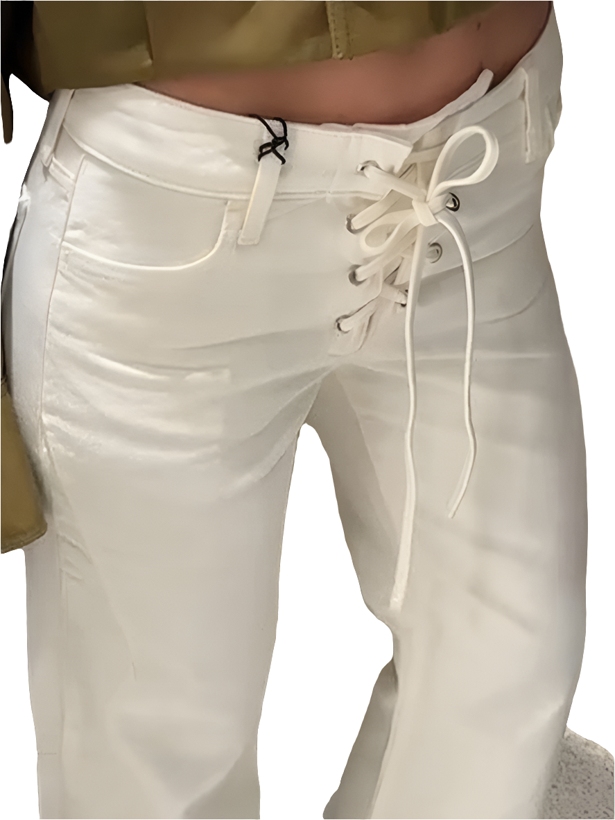 Elegant Women's Low Rise White Denim Jeans - Grace Beauty H&C 