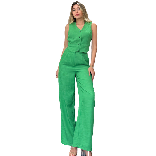 Women's fashion casual sleeveless slim solid color vest pants high-grade women's two-piece summer set - Grace Beauty H&C 