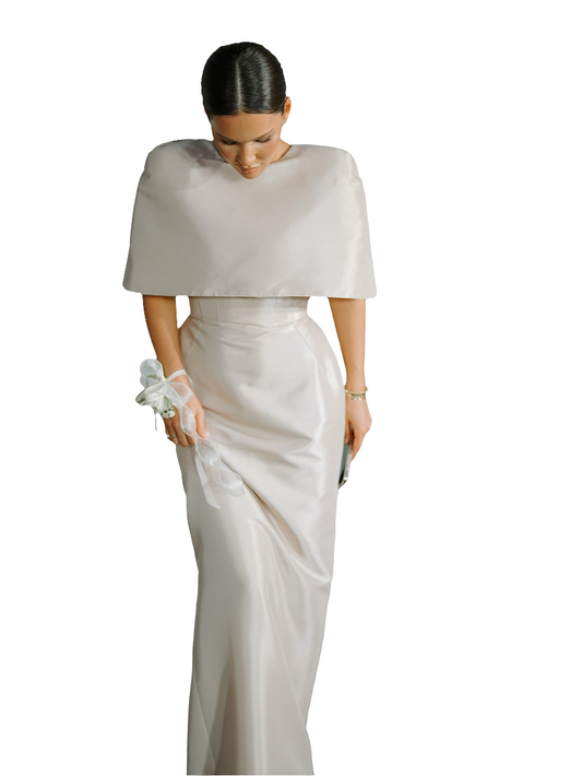 Satin Cape-style Top &Fitted Maxi Dress Set - Grace Beauty H&C 