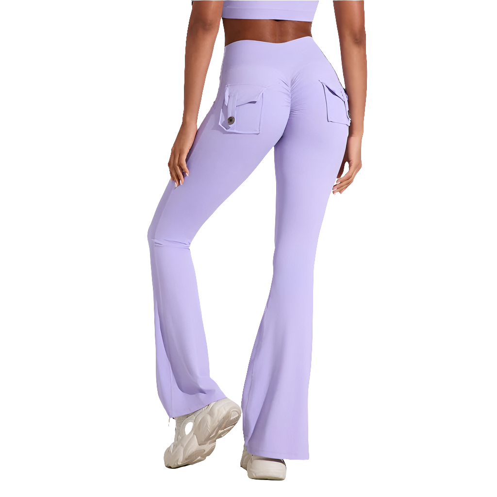 Women's pocket bell bottoms yoga high waisted hip lifting - Grace Beauty H&C 