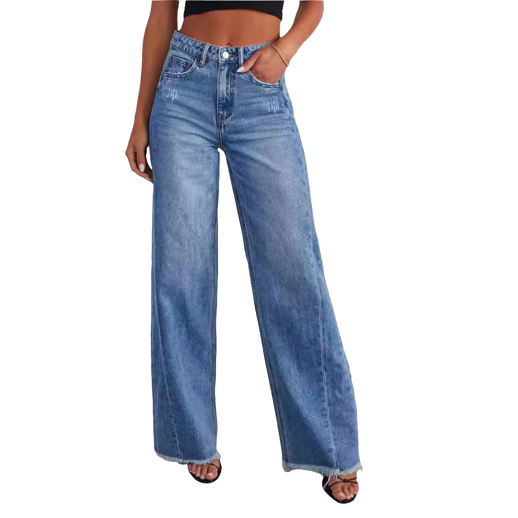 24 years early autumn new casual street loose wide legs washed raw edge jeans women 32150 - Grace Beauty H&C 