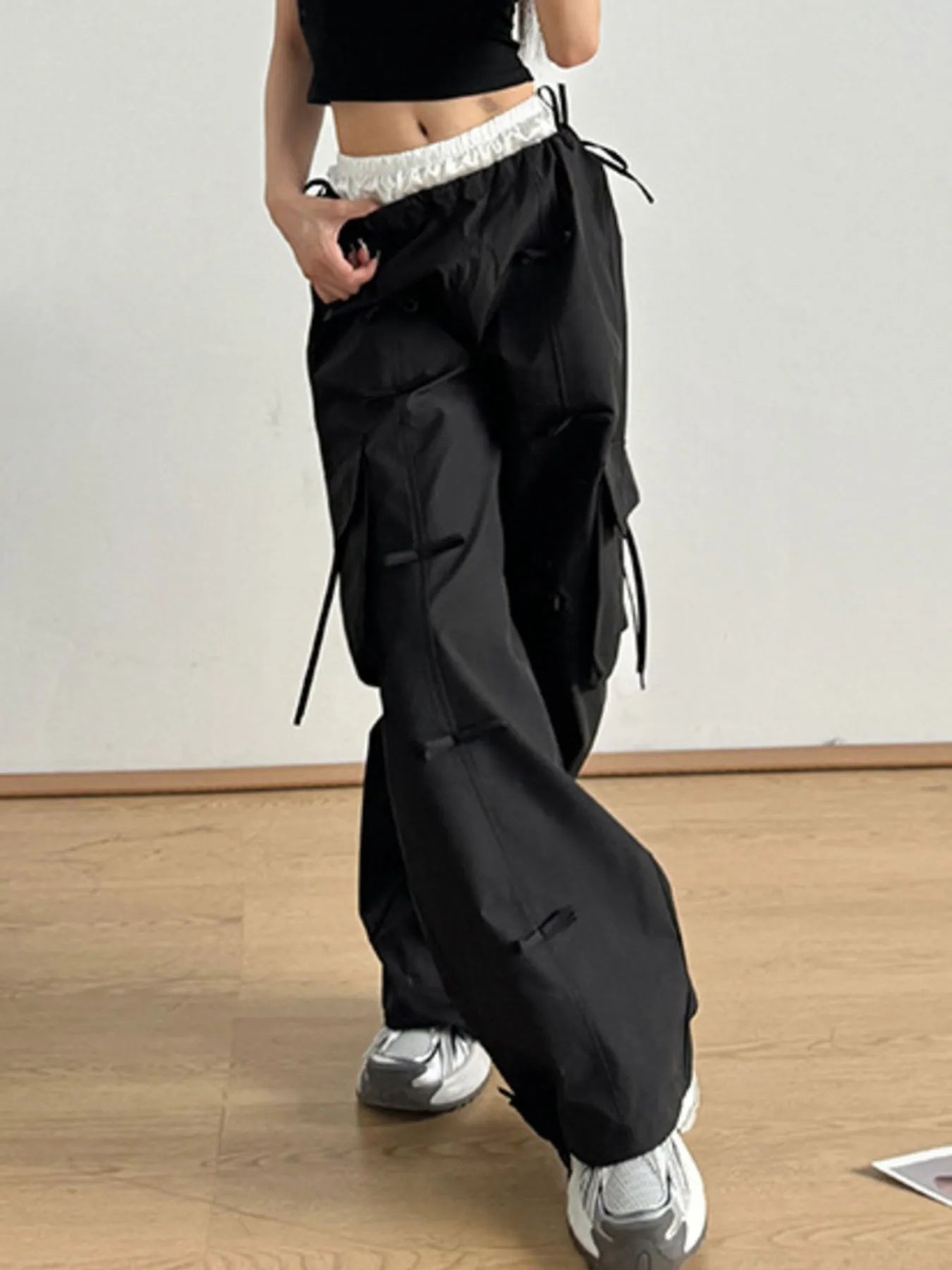 Bow Elastic Waist Cargo Pants - Grace Beauty H&C 