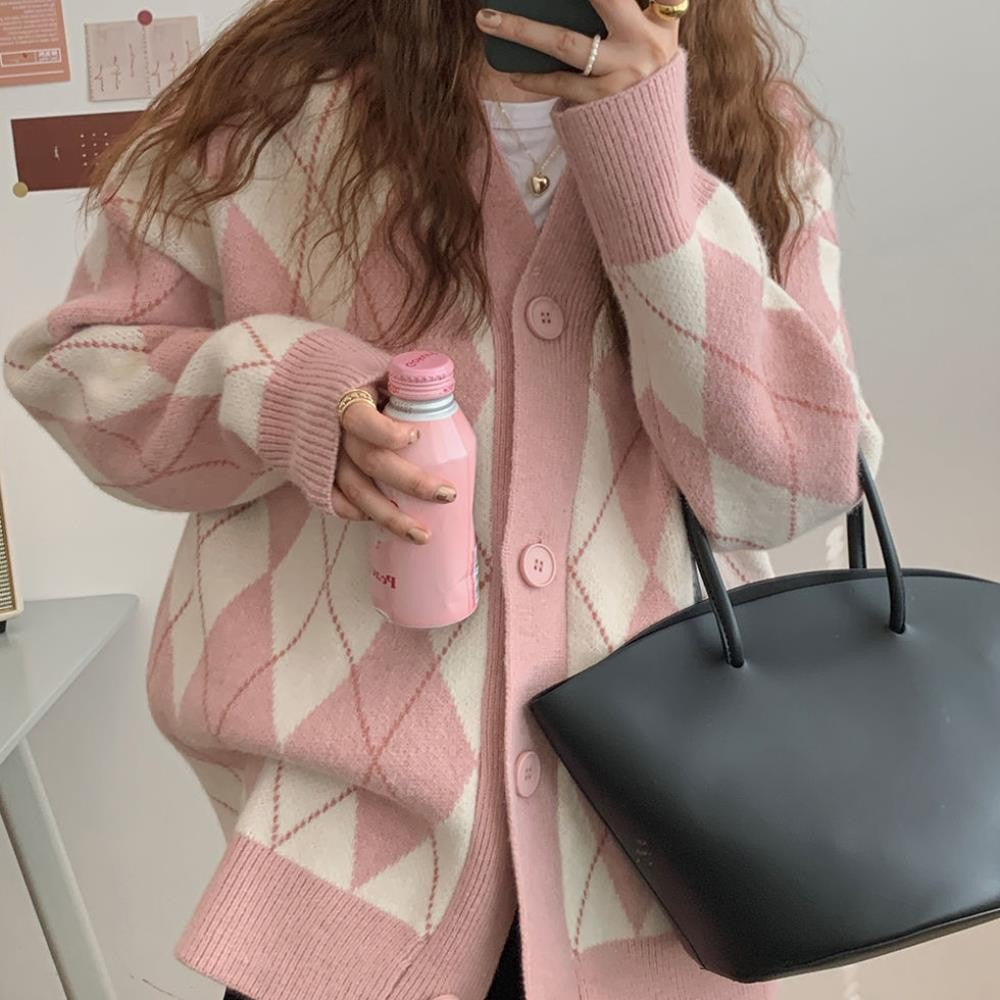 sweet lazy wind cardigan sweater female knitted top tide - Grace Beauty H&C 