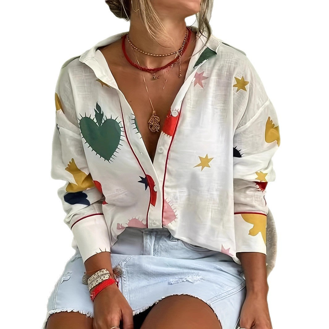 European And American Ladies Long Sleeve Button Shirt - Grace Beauty H&C 