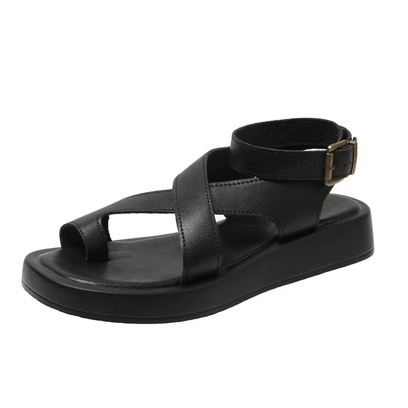 Women's sandals, size 24, polyurethane thick-soled casual style, worn outside with toe loops and les - Grace Beauty H&C 