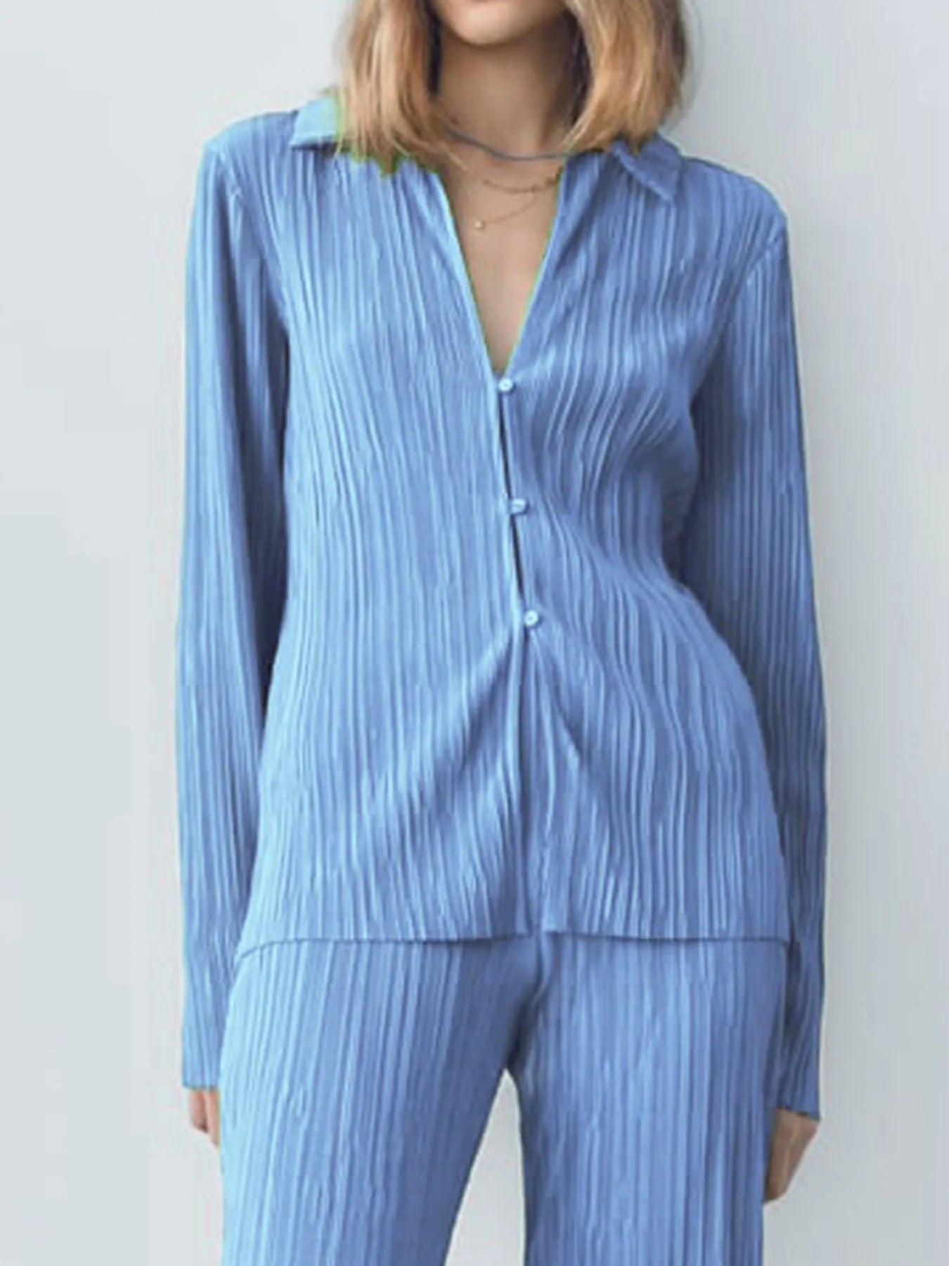 Texture Long Sleeve Top and Pants Lounge Set - Grace Beauty H&C 