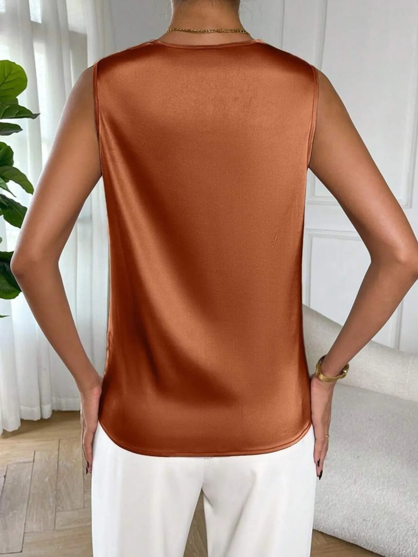 Satin Cowl Neck Sleeveless Blouse - Grace Beauty H&C 