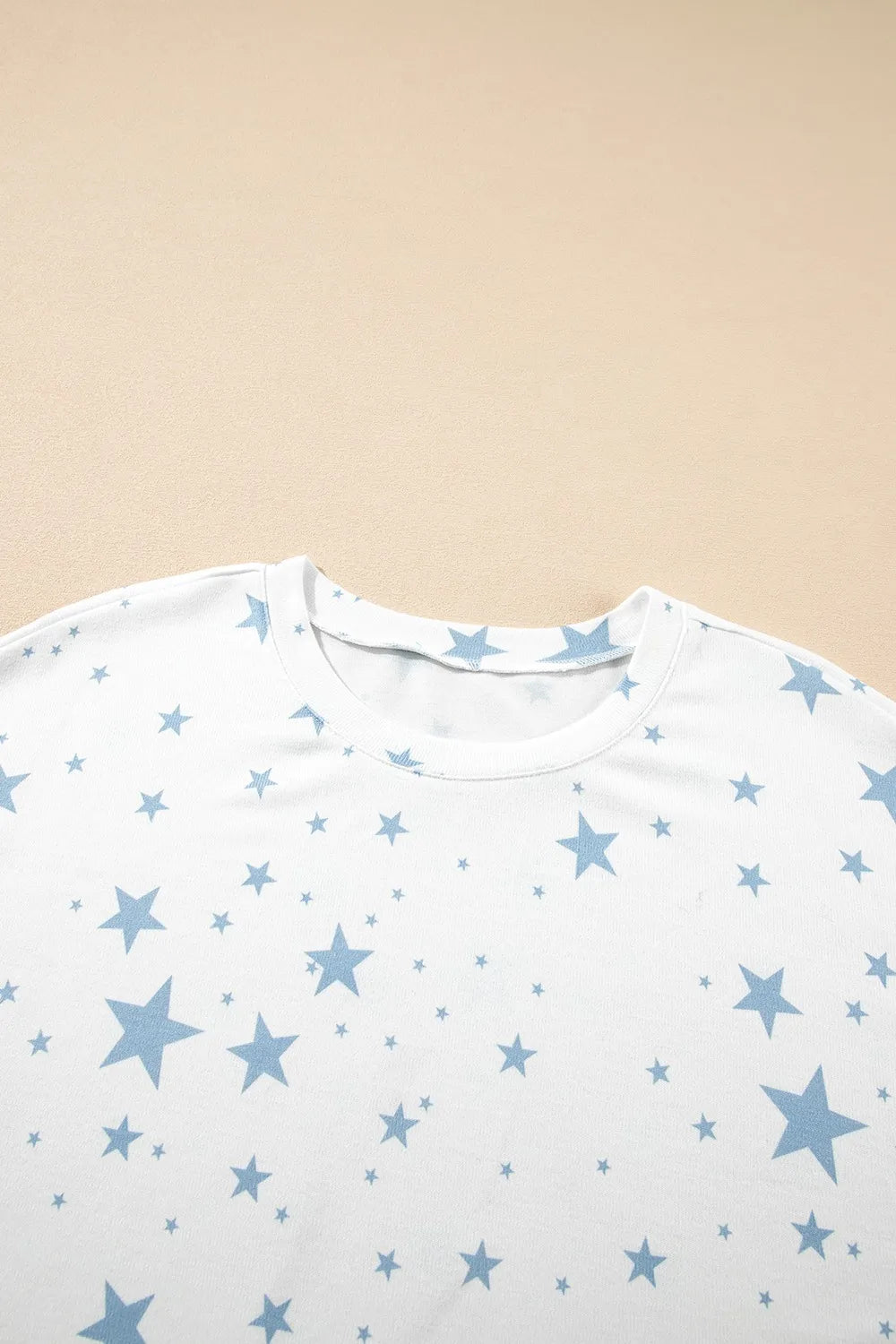 Stars Print Drop Shoulder Oversized T Shirt with Slits - Grace Beauty H&C 