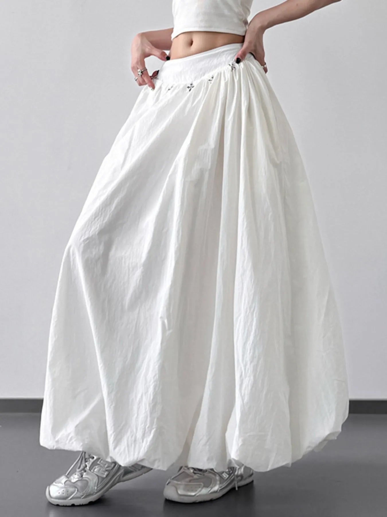 Elastic Waistband Bubble Maxi Skirt - Grace Beauty H&C 