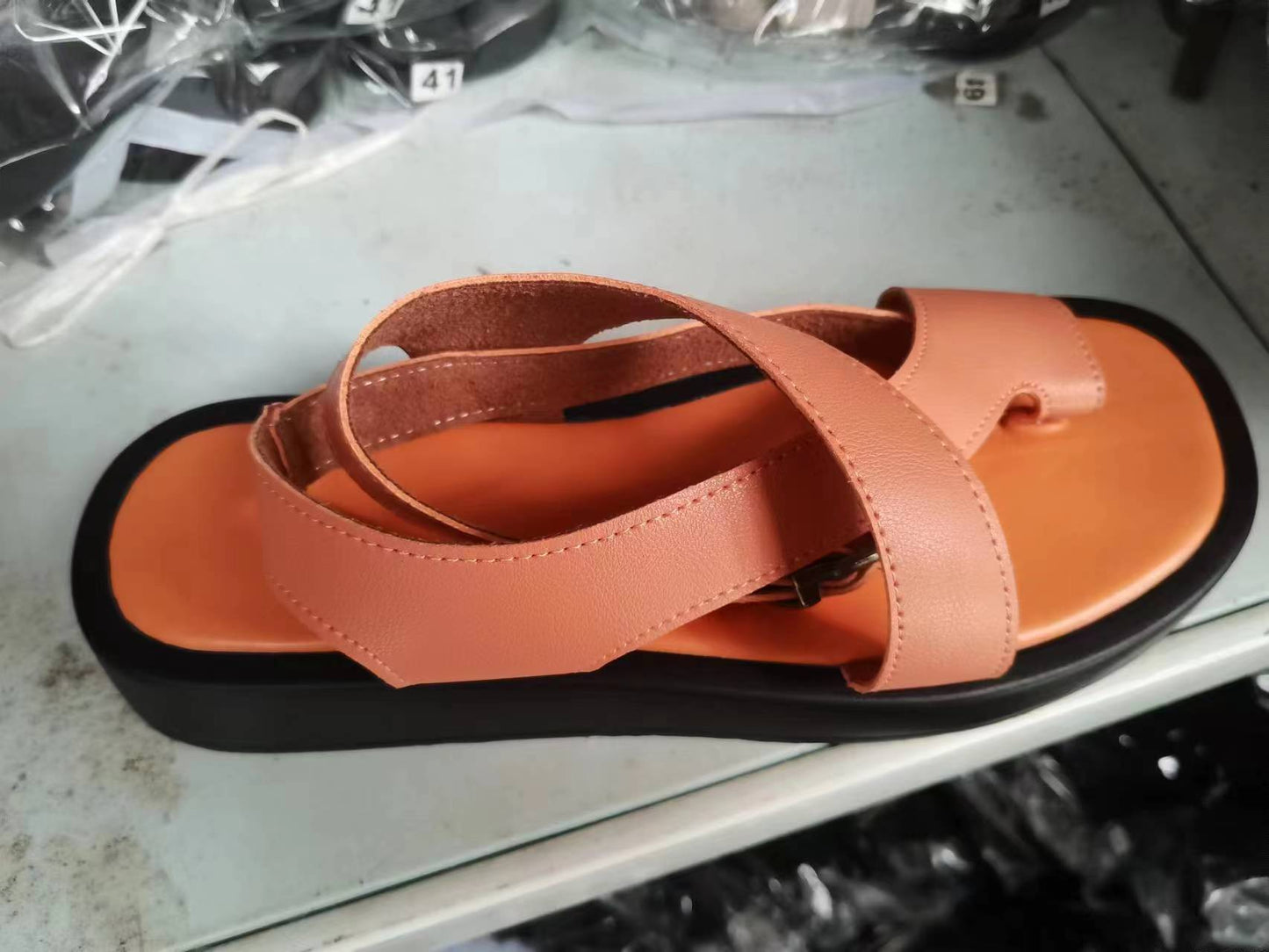 Women's sandals, size 24, polyurethane thick-soled casual style, worn outside with toe loops and les - Grace Beauty H&C 