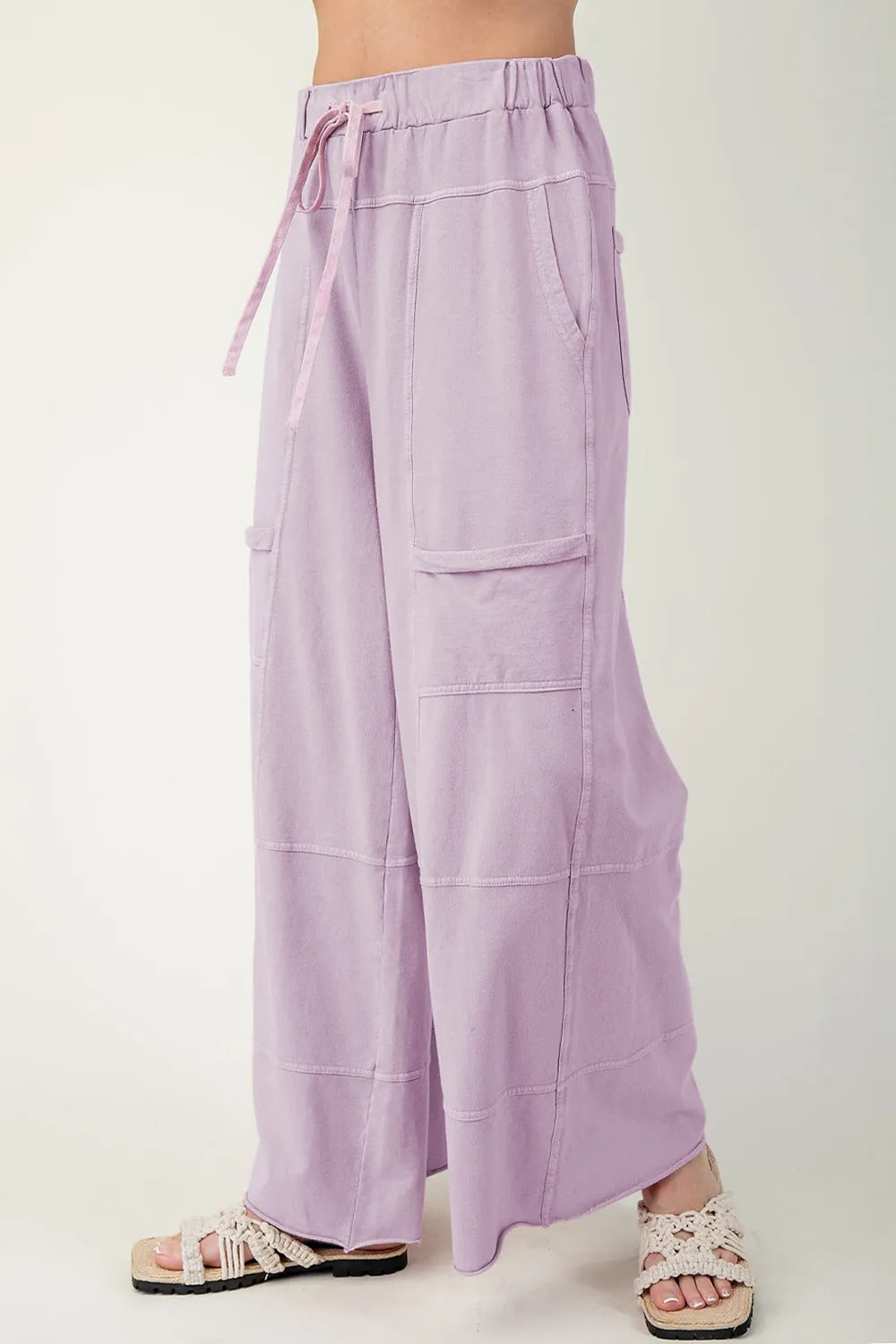 Wide-Leg Cargo Pants with Drawstring Waist - Grace Beauty H&C 