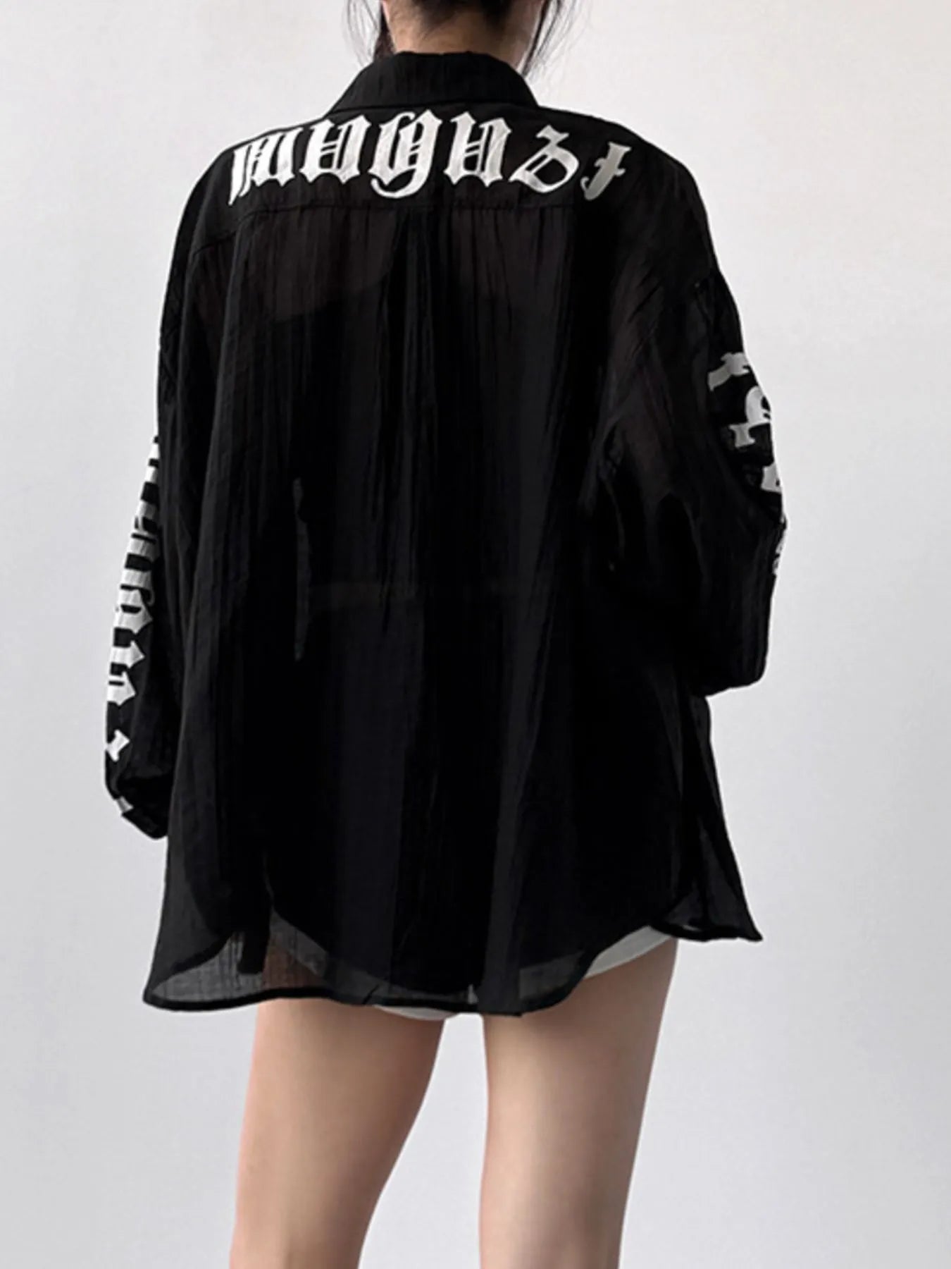 Button-Up Long Sleeve Oversized Shirt - Grace Beauty H&C 