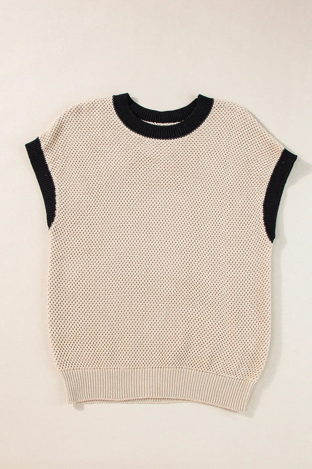Textured Knit Sweater with Contrast Trim Details - Grace Beauty H&C 