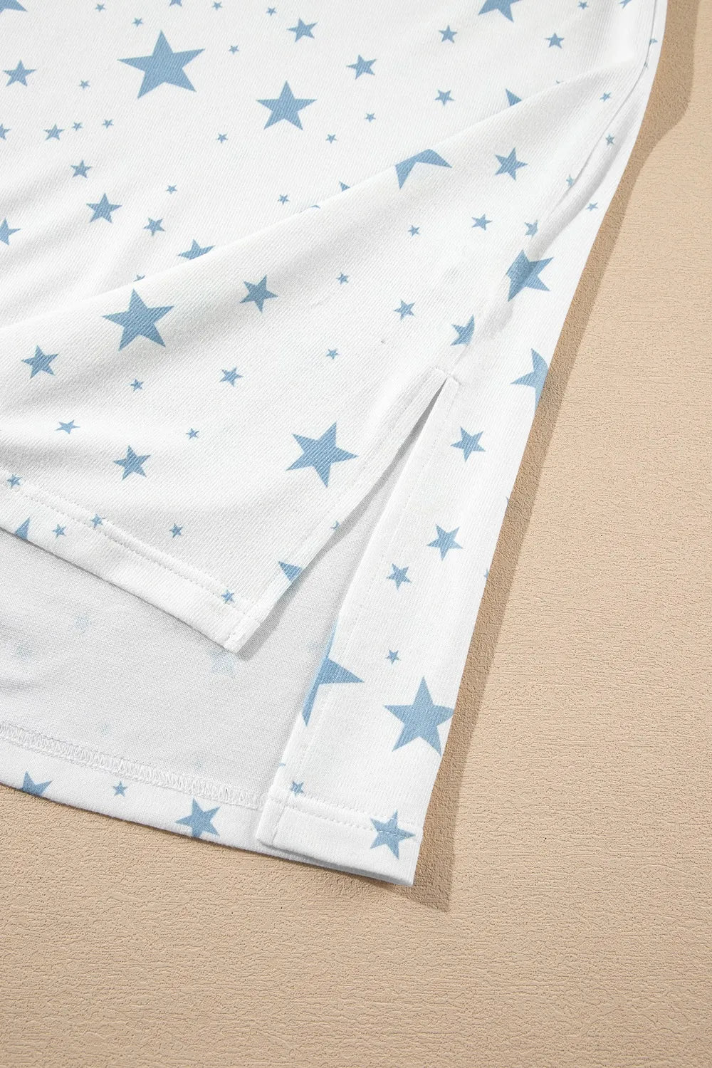 Stars Print Drop Shoulder Oversized T Shirt with Slits - Grace Beauty H&C 