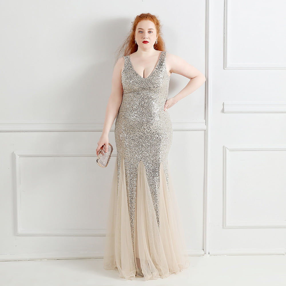 Fat Size Fat Beauty Costume Banquet Evening Dress - Grace Beauty H&C 