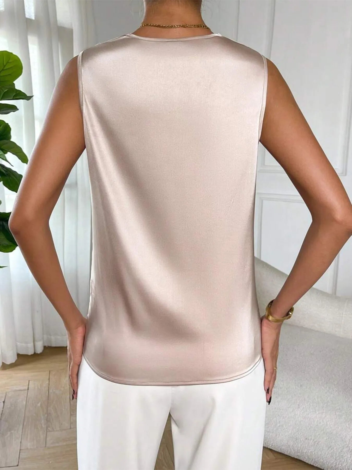 Satin Cowl Neck Sleeveless Blouse - Grace Beauty H&C 