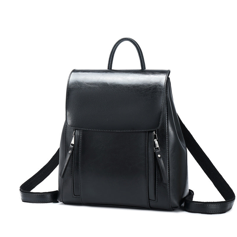 Genuine Leather Handbags Fashion Oil Wax Cowhide Backpack Ladies School Bag - Grace Beauty H&C 