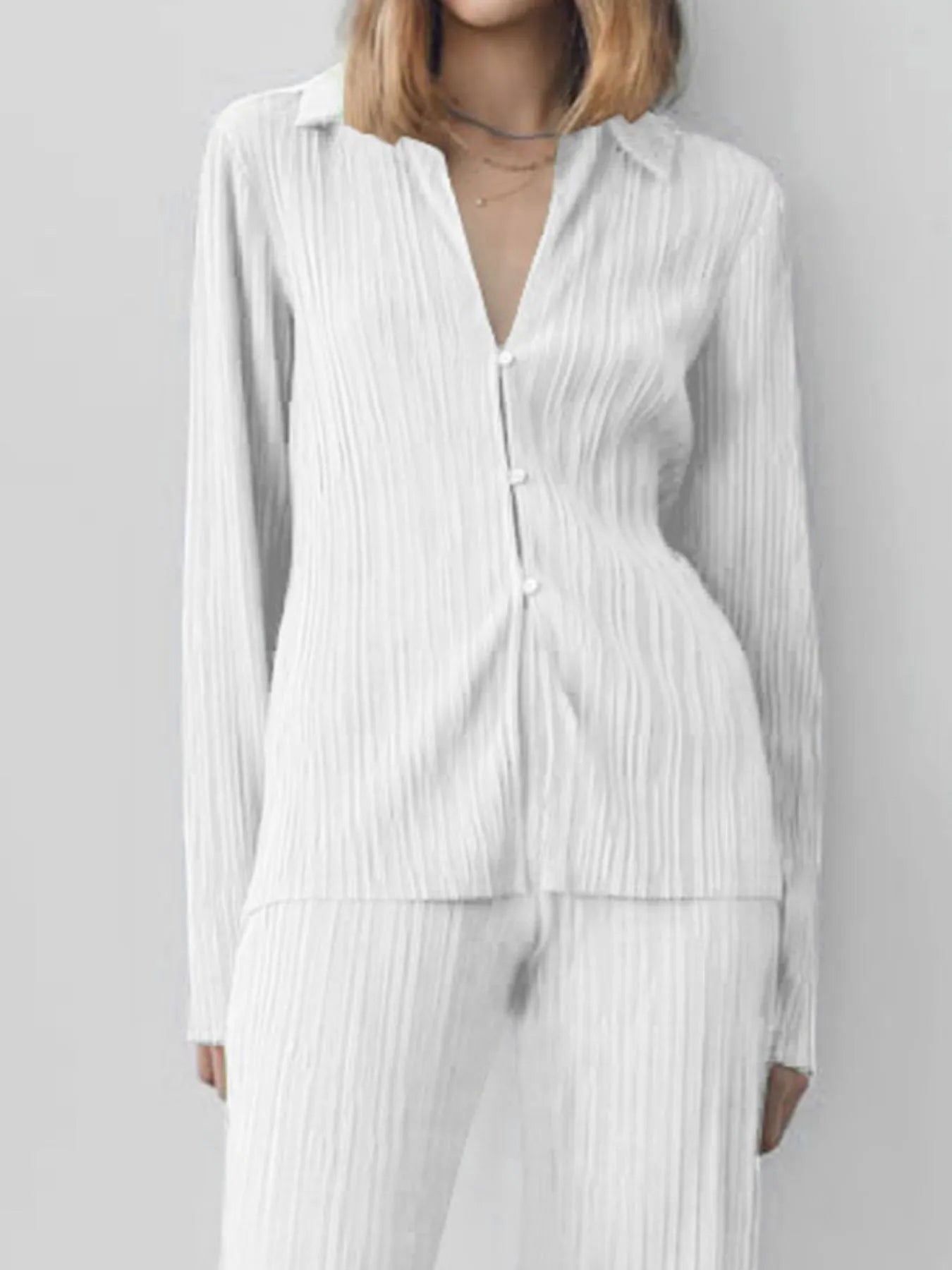 Texture Long Sleeve Top and Pants Lounge Set - Grace Beauty H&C 