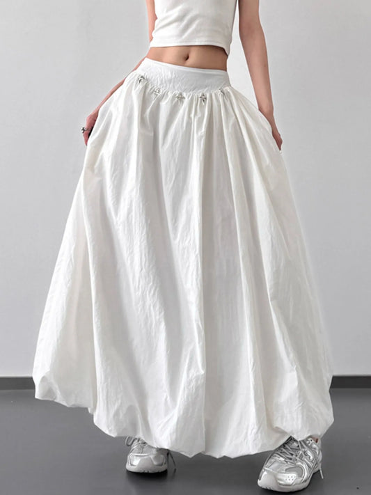 Elastic Waistband Bubble Maxi Skirt - Grace Beauty H&C 