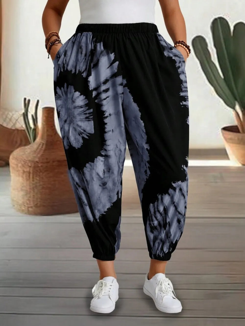 Tie-Dye Elastic Waist Pants - Grace Beauty H&C 