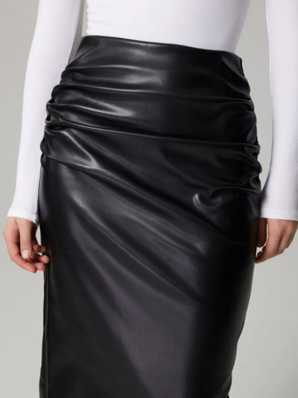 Slit Back Ruched Midi Skirt - Grace Beauty H&C 