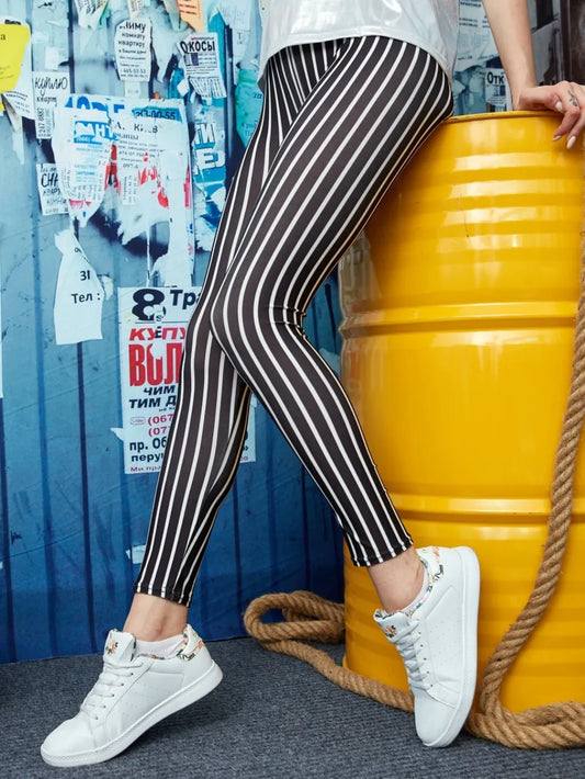 Printed High Waist Skinny Leggings - Grace Beauty H&C 