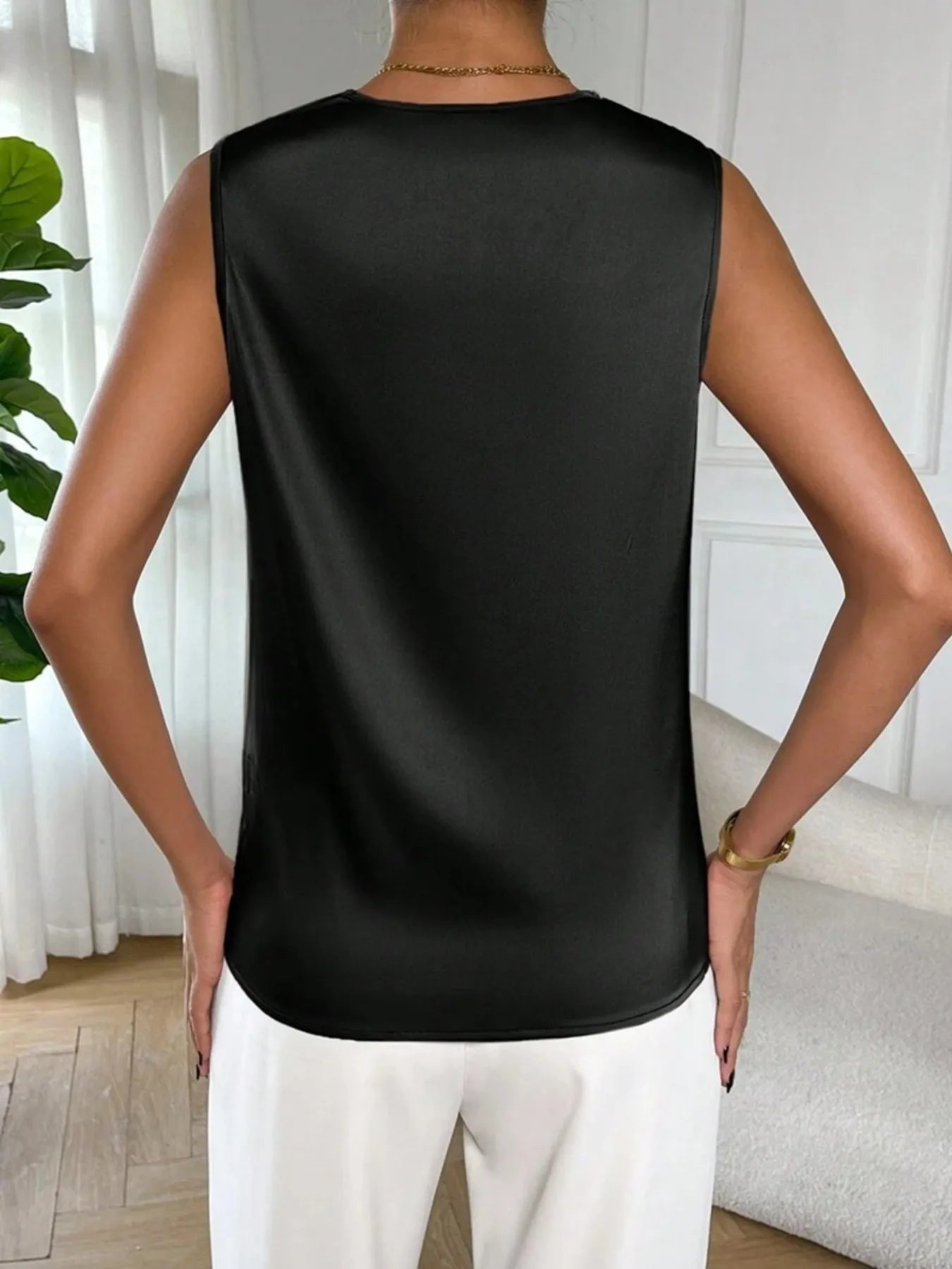 Satin Cowl Neck Sleeveless Blouse - Grace Beauty H&C 