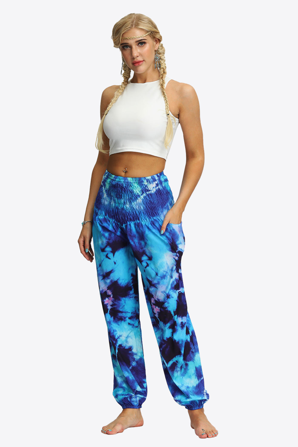 Tie-Dye Smocked Joggers - Grace Beauty H&C 